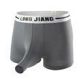 Men's solid colour Ice Silk boxer shorts with a trunk open design and mid waist