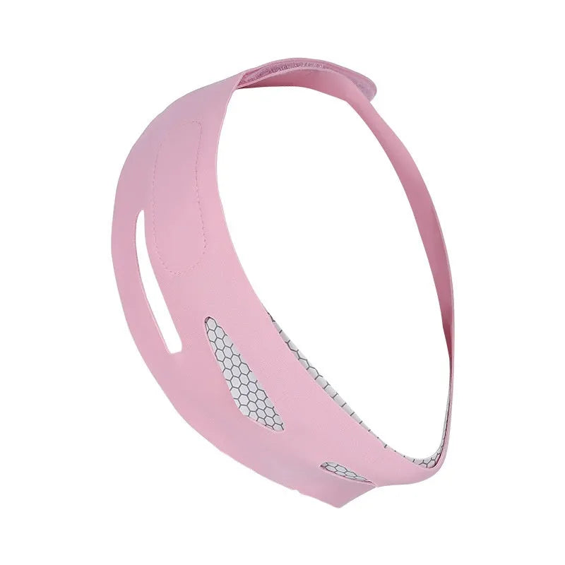 Pink and black elastic V face bandage for facial contouring and support