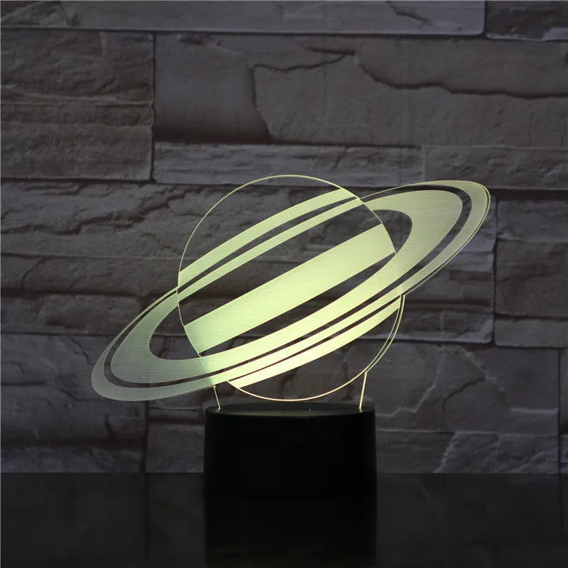 3D nine planets night light with acrylic board, ABS base, USB cable, touch and remote control, seven colours