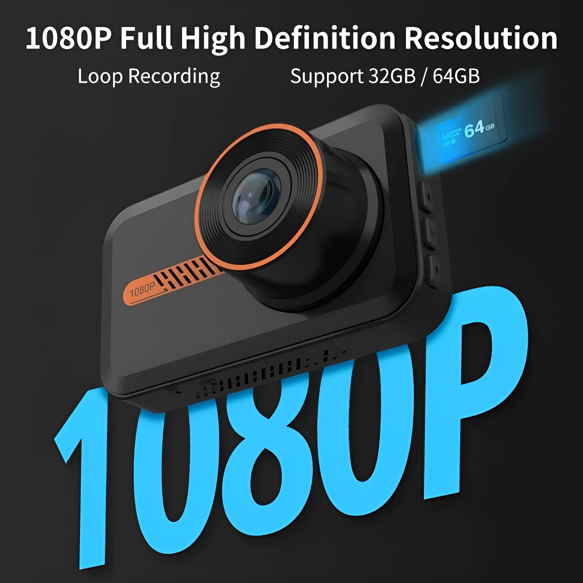 ThiEYE front and rear dash cam with 3-inch screen showing dual camera view and mounting accessories