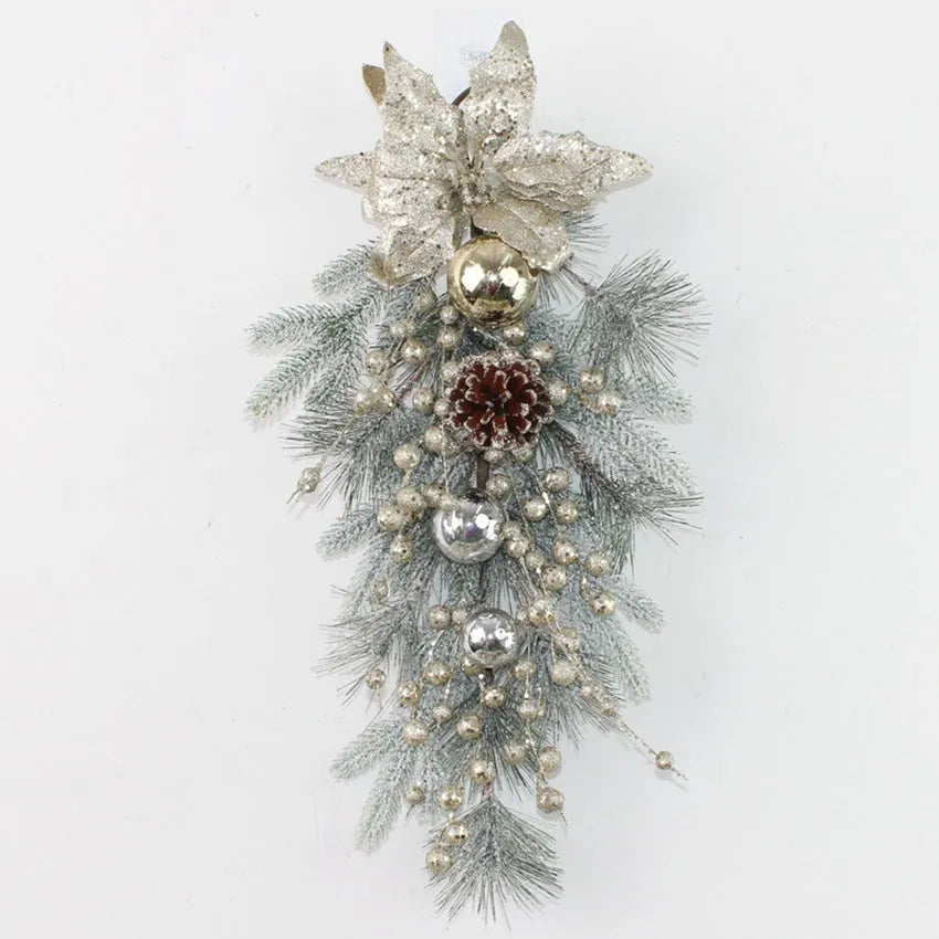Plastic Christmas door hanging set with rattan, garland, lintel and upside-down tree in multiple sizes