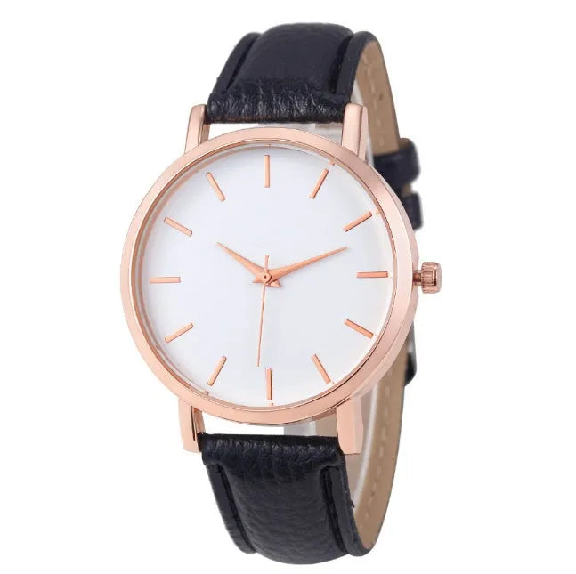 Children's quartz watch with round dial, world time feature, black imitation leather strap, and metal pin buckle on a white background