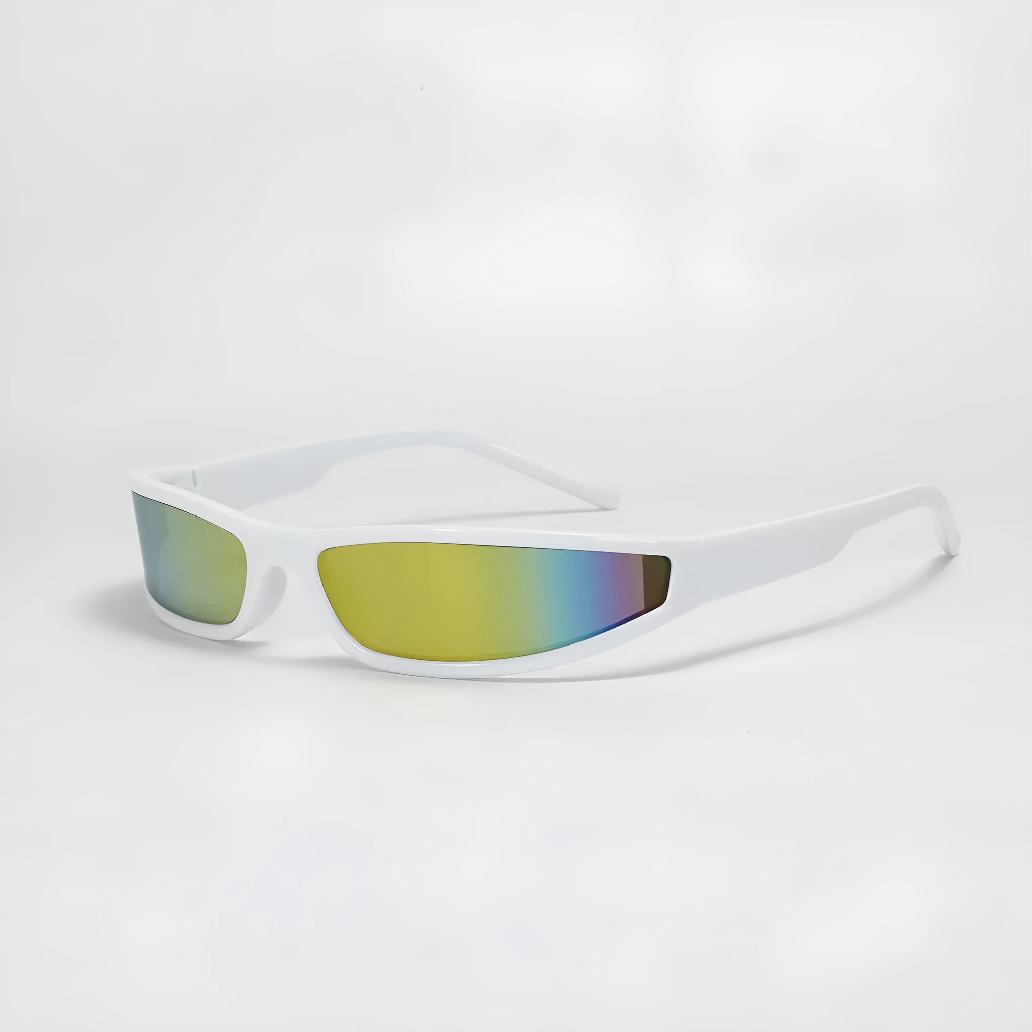 Narrow frame future style sunglasses for women in bright black and gray colour option