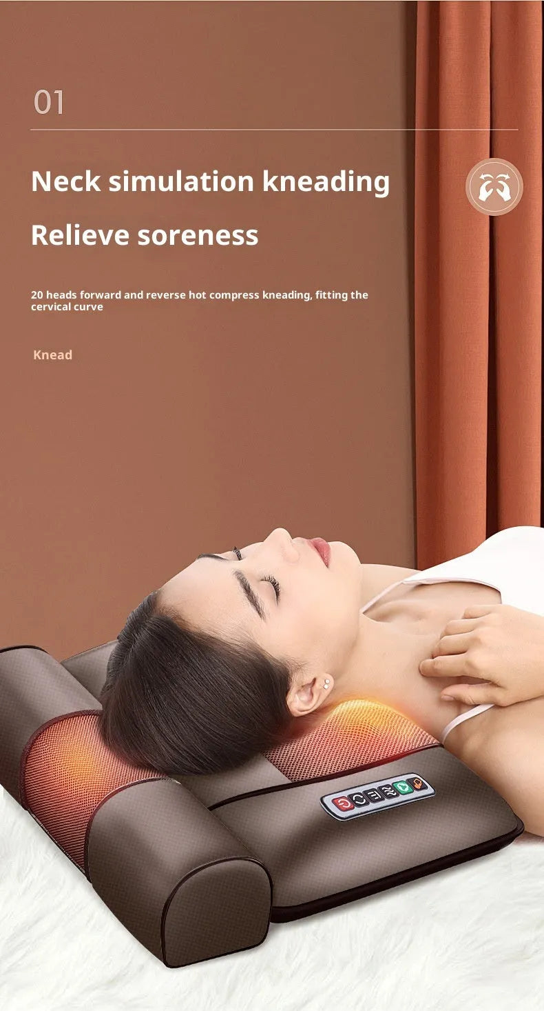 Automatic shoulder and neck home massager with diamond pattern artificial leather and handheld wired control