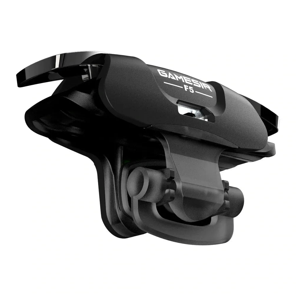 Black F5 wireless Bluetooth game controller for mobile phones showing compact size and joystick.