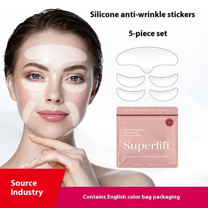 Five silicone anti-wrinkle face patches for wrinkle removal and prevention