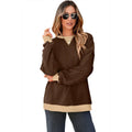 Women's colour block patchwork pullover sweater, round neck, long sleeves, loose fit, sizes S-XXL