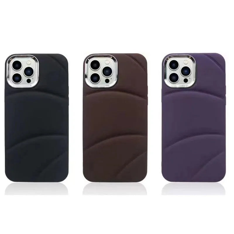 Silicone frosted phone case for Apple iPhone with liquid injection and internal flannel, in solid colours.