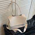 Brown PU tote bag with double shoulder straps and horizontal square shape