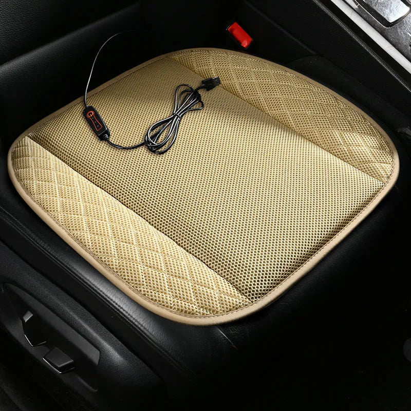 USB-powered ventilated car seat cushion in multiple colours with integrated cooling fans
