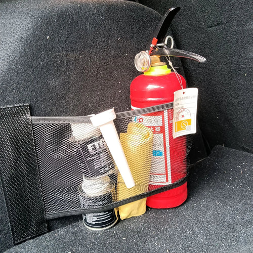 Car boot elastic storage net made from polyester mesh in 20x35cm or 20x45cm size options
