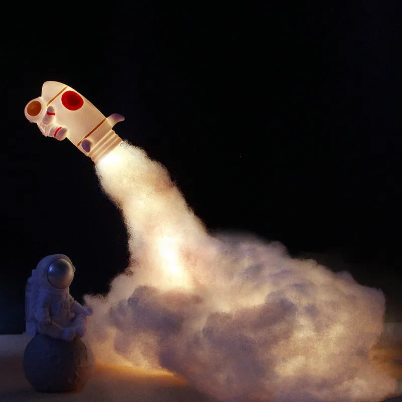 DIY astronaut rocket LED night light kit with battery or USB power options for desk decoration