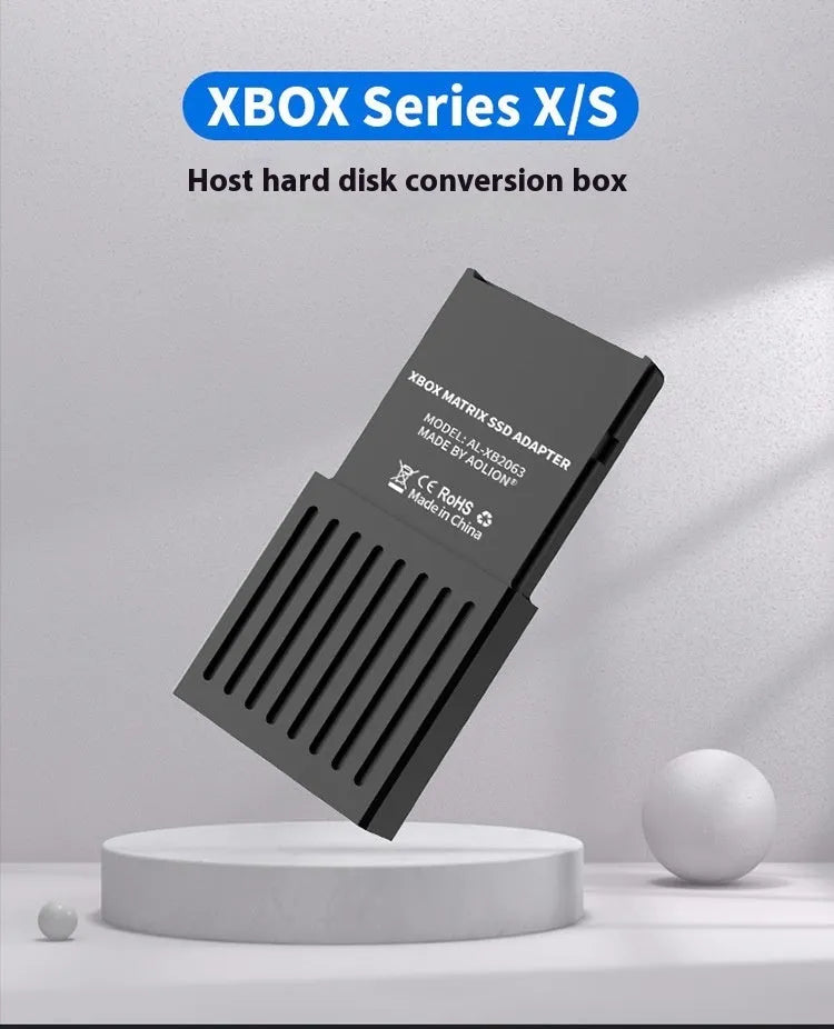 Aluminium alloy Xbox Series X/S hard drive switching box for M.2 SSD expansion, with screwdriver and manual.