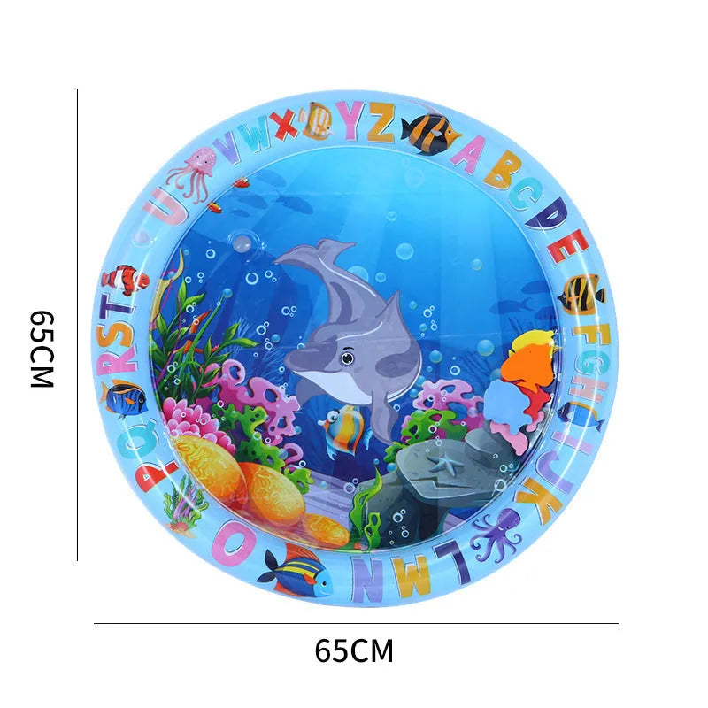 Thickened PVC water sensory playmat for cats and dogs with floating fish toys in ocean theme design