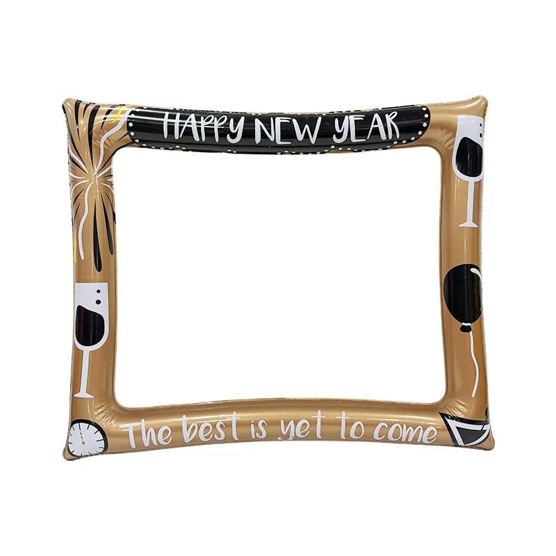 Red and white Christmas-themed inflatable photo frame made from PVC material.