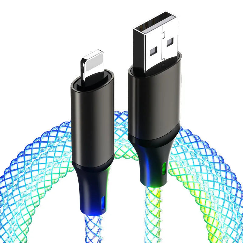 RGB charging data cable with colour gradient lighting 1m multi-interface