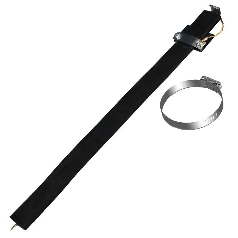 Black car electrostatic grounding strap, 370mm long, for dissipating static electricity from vehicles.