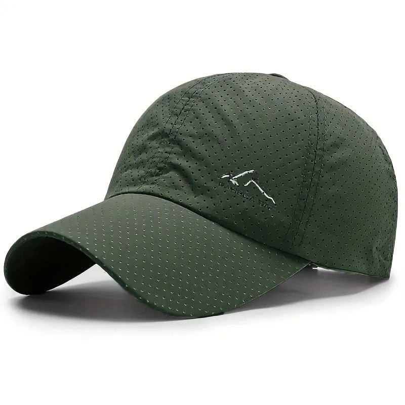 Korean style summer baseball cap in army green with adjustable strap and dome crown.