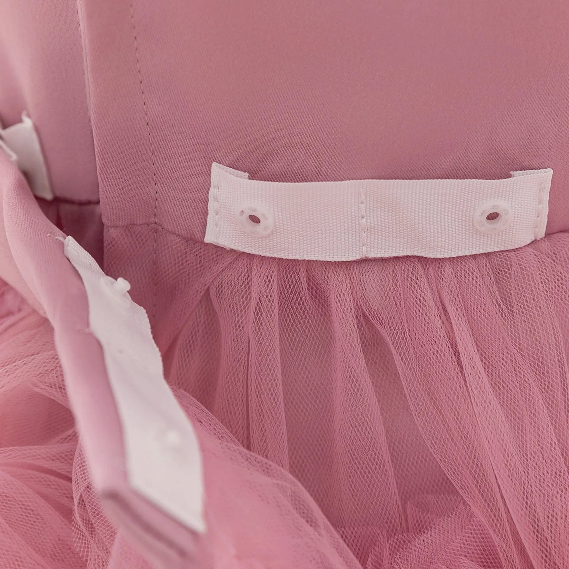 New children's sleeveless mesh long dress in bean pink for girls, suitable for height 70cm to 110cm