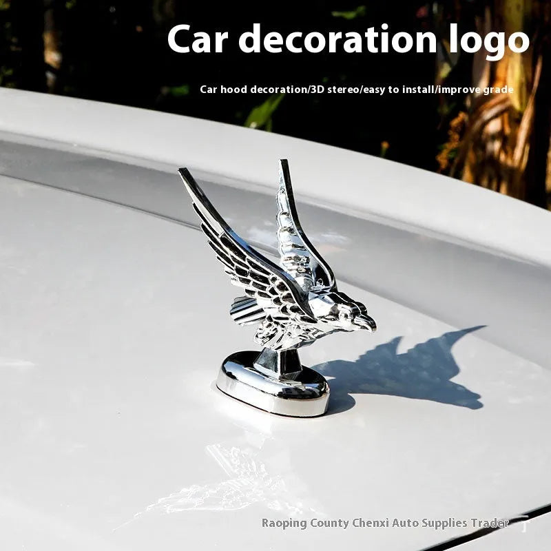 3D eagle wing car hood decorative sticker in ABS plastic black colour 11 cm length