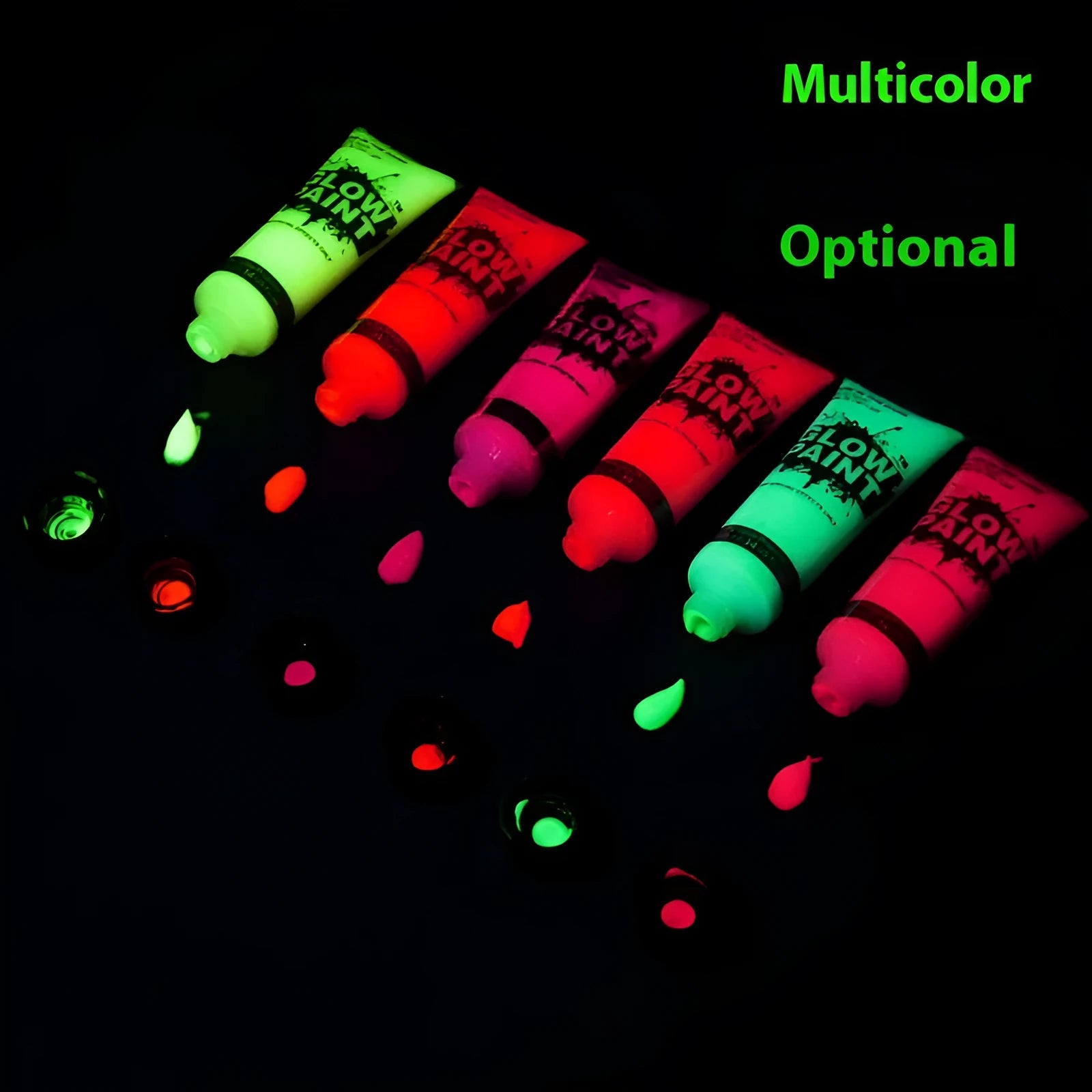 25ml squeezable tube of neon green face and body paint with a hose-style nozzle.