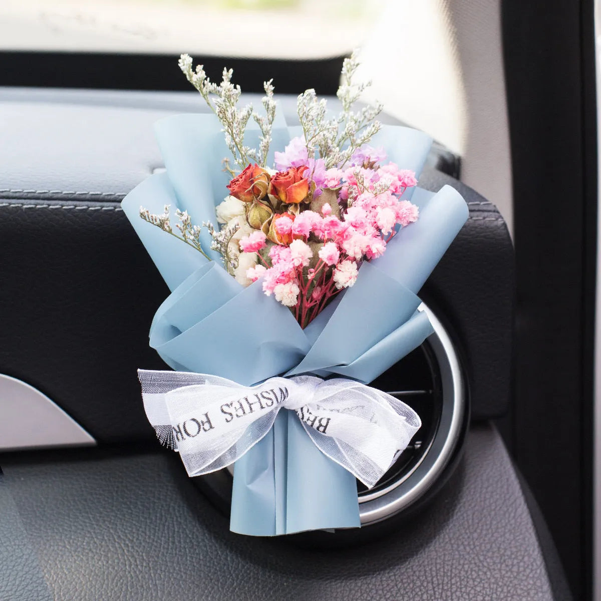 Handmade dried flower car vent air freshener ornament with essential oil fragrance slices