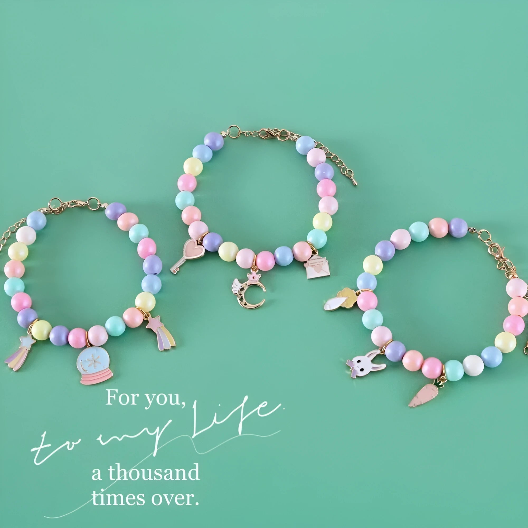 Colourful macaron-themed pet collar, necklace, and bracelet set in resin with adjustable sizing.