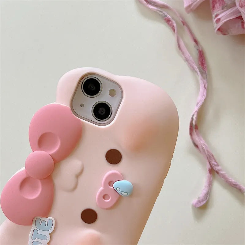 Silicone snot pig phone case for iPhone, all-inclusive cartoon cover with embossed anti-fall design