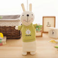 Soft plush rabbit pencil case in assorted colours showing large capacity for pens and pencils.