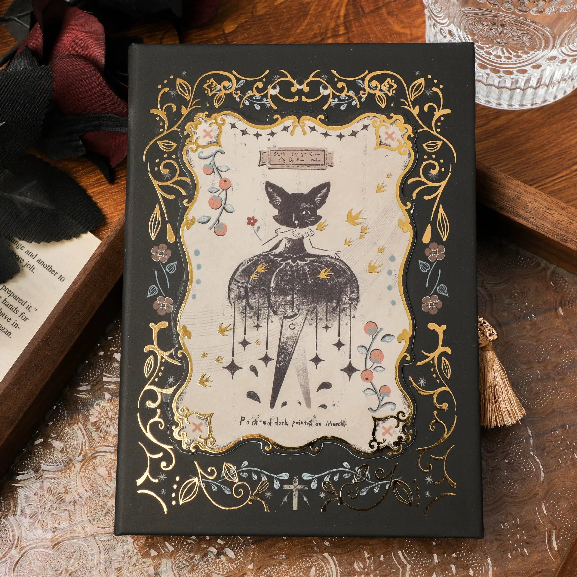Gothic style A5 notebook with retro art cover and 40g wood pulp paper