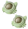Colourful rotating catnip ball wall toy with edible mint material in cat face shape