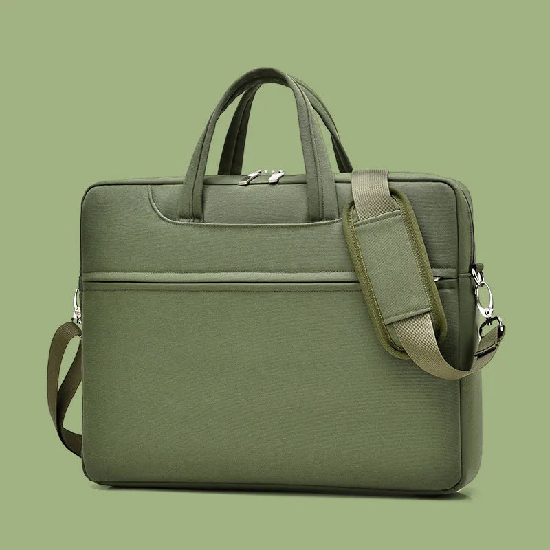 Large capacity Oxford cloth laptop bag in grey, black or green, sized for 14 to 17.3 inch laptops