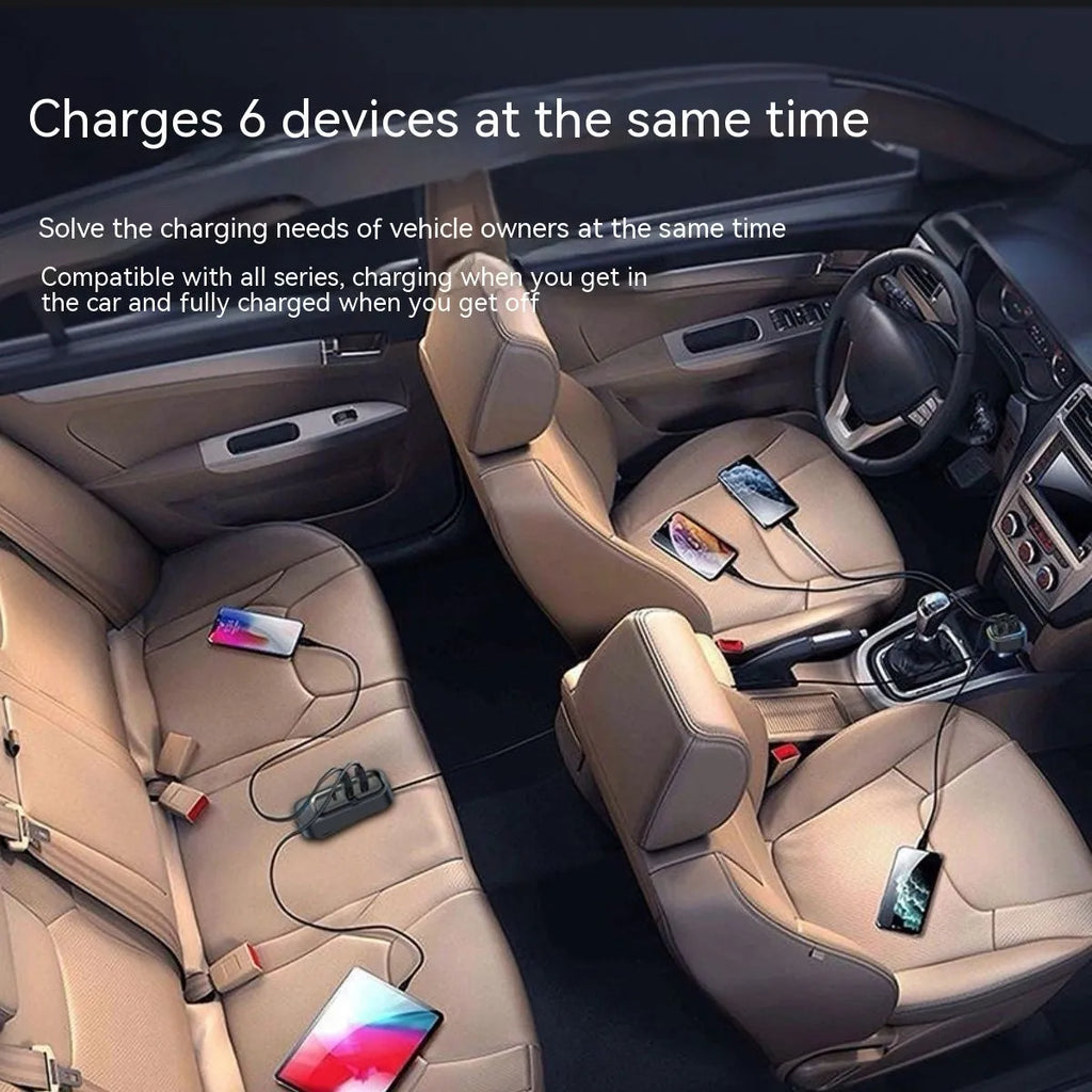 Automatic retractable car charger with universal plug for 120W fast charging