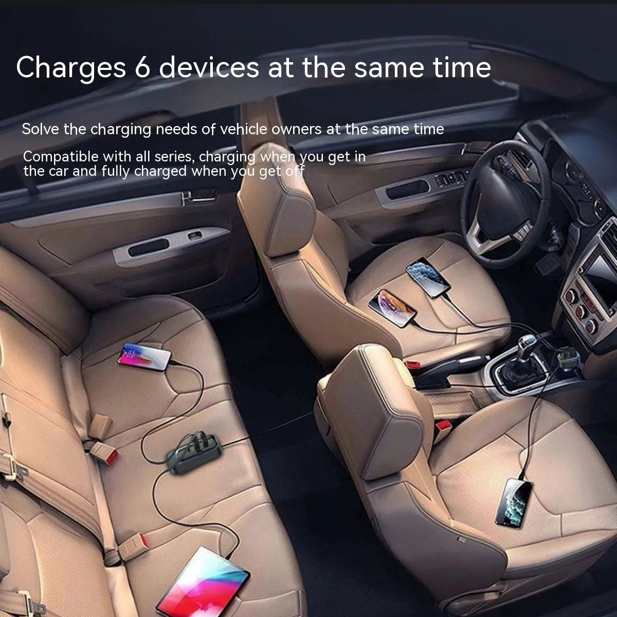 Automatic retractable car charger with universal plug for 120W fast charging