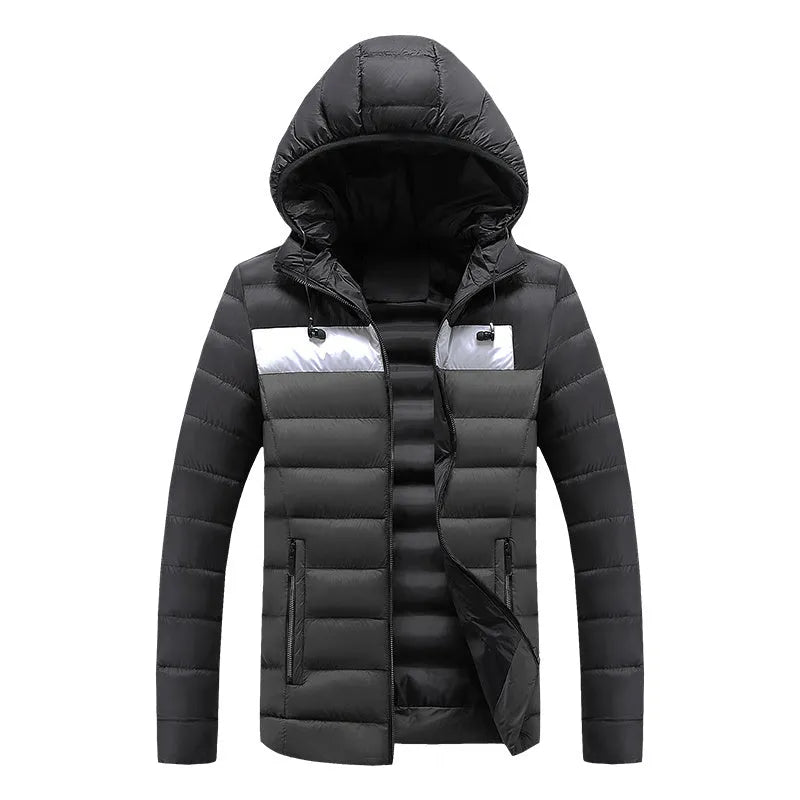 Men's winter work coat in 100% polyester coated cloth with washed cotton filling, plain pattern, five colours, sizes L to XXXL
