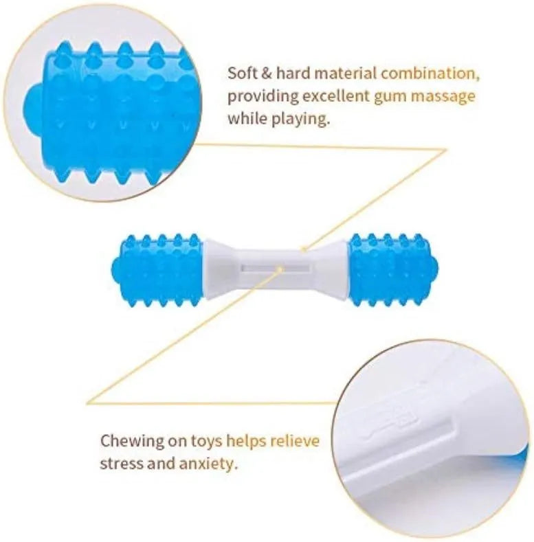 Dual-colour puppy teething chew toy made from TPR rubber for gentle chewing and dental health.