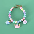 Colourful macaron-themed pet collar, necklace, and bracelet set in resin with adjustable sizing.