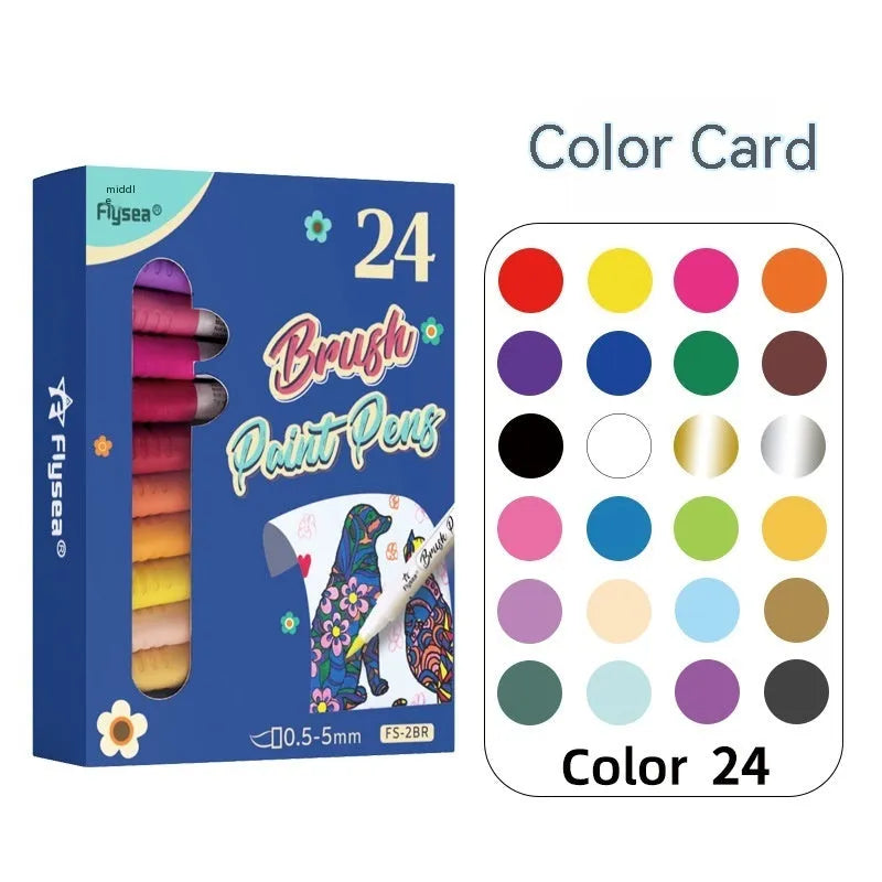 Set of soft tip gouache paint marker pens for hand lettering and acrylic art projects