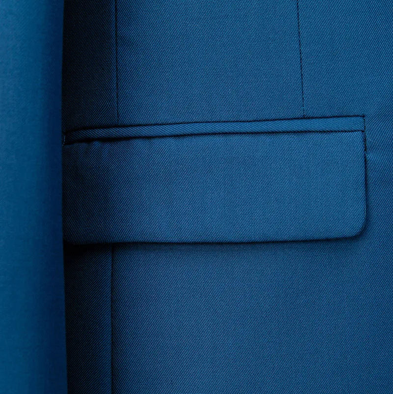 Men's business casual suit two-piece set in blazer and trousers, polyester fabric, loose fit, available in multiple colours