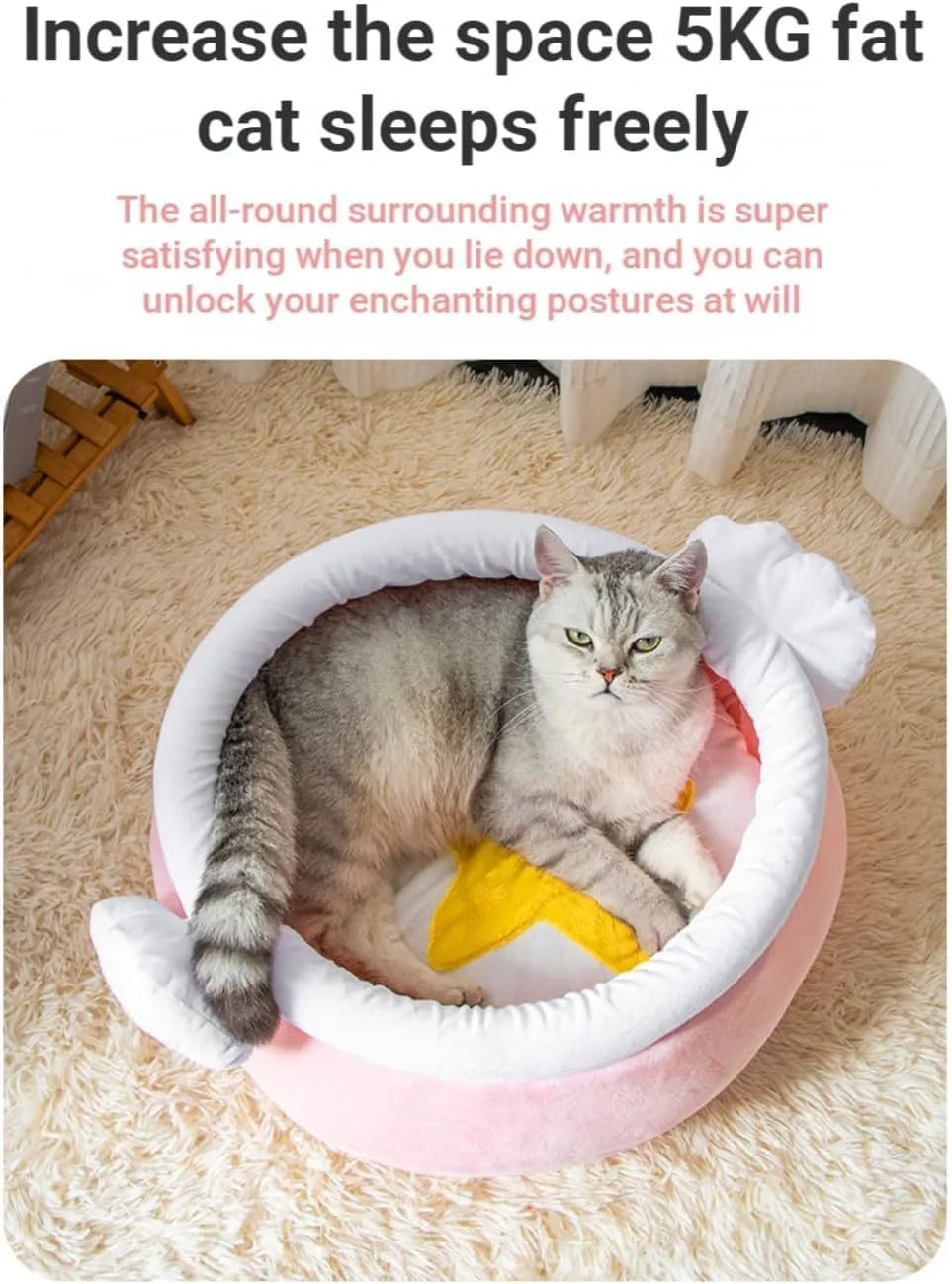 Pink and yellow honey pot shaped cat sofa bed with a removable cushion for small pets.