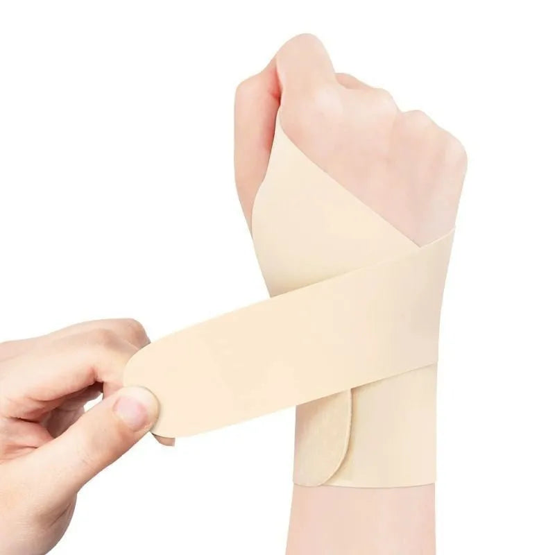 Adjustable athletic wristguard for sports support, shown in black and skin colour options.