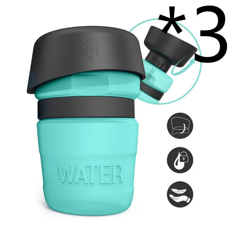 New improved creative silicone pet water bottle 520ml in sky blue with squeeze cap for dogs
