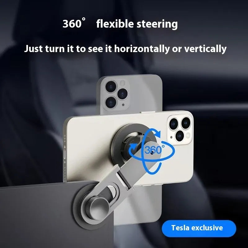 Aluminum alloy car phone holder titanium gray dashboard magnetic suction mount with Magsafe-style folding design