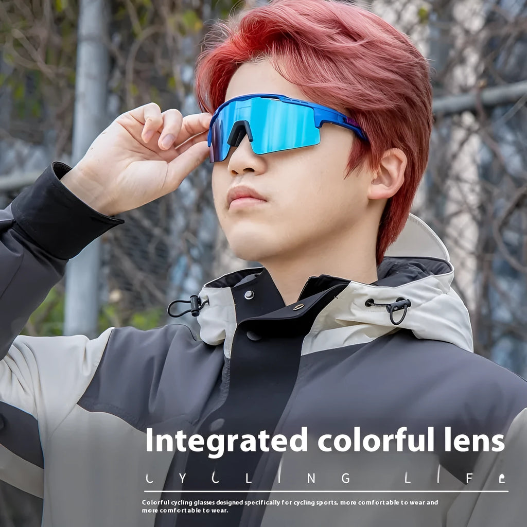 Polarized HD bicycle glasses with TR90 frame and full rim design in colourful lens set