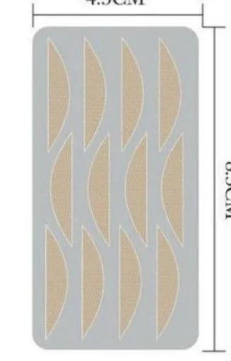 Box of no glue eyelid stickers in three sizes L, M, S on a non-woven fabric strip.