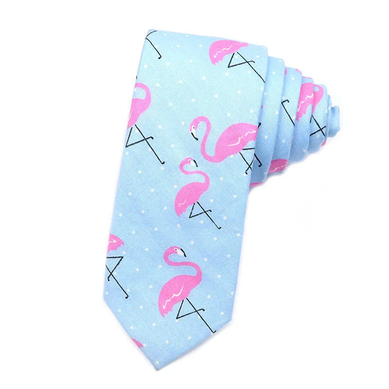 Narrow cotton bow tie with Korean-style cartoon patterns in multiple colour options