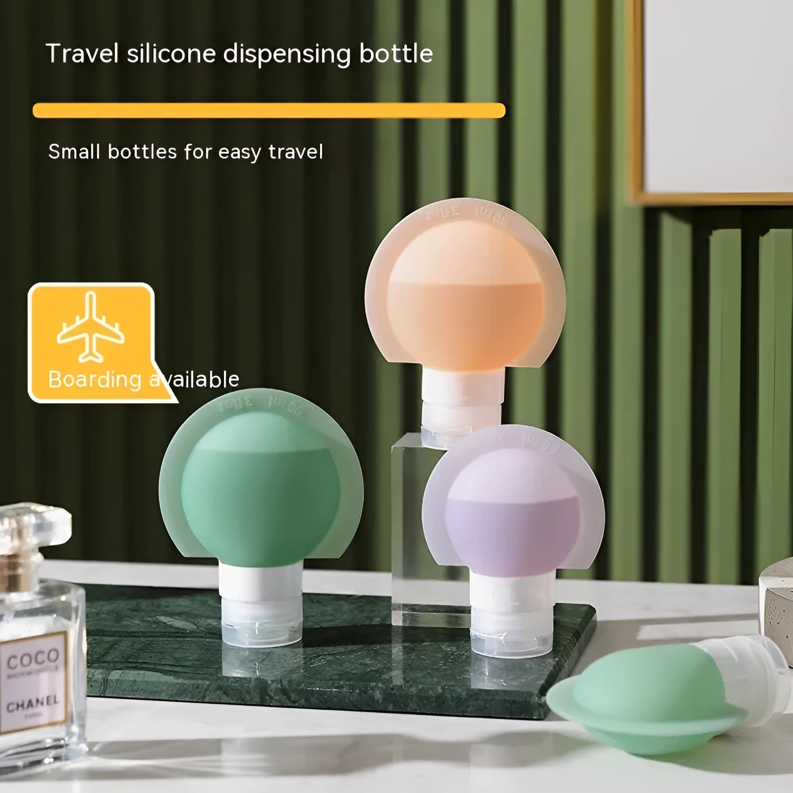 Silicone travel storage bottle set in mixed colours with stickers, 60ml and 90ml capacity, for shampoo and cosmetics