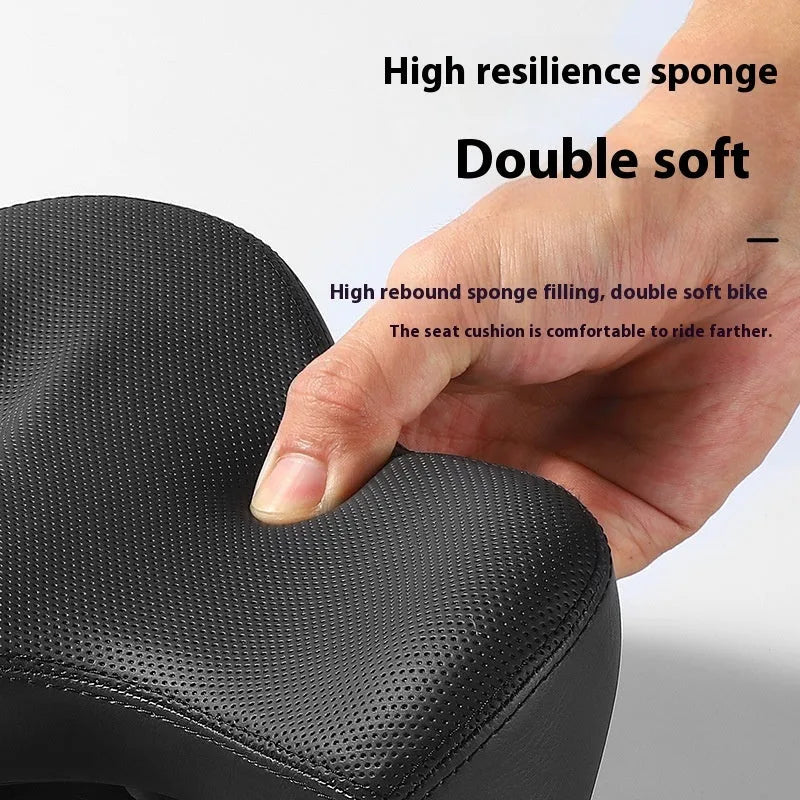 Black bicycle seat cushion with leather cover and thickened foam padding
