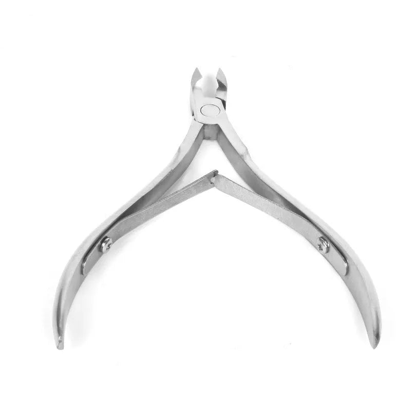Silver stainless steel nail beauty pliers for manicure and pedicure grooming.