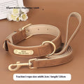 Creative double-layer leather and mohair dog collar with matching leash in blue, brown, or rose red.